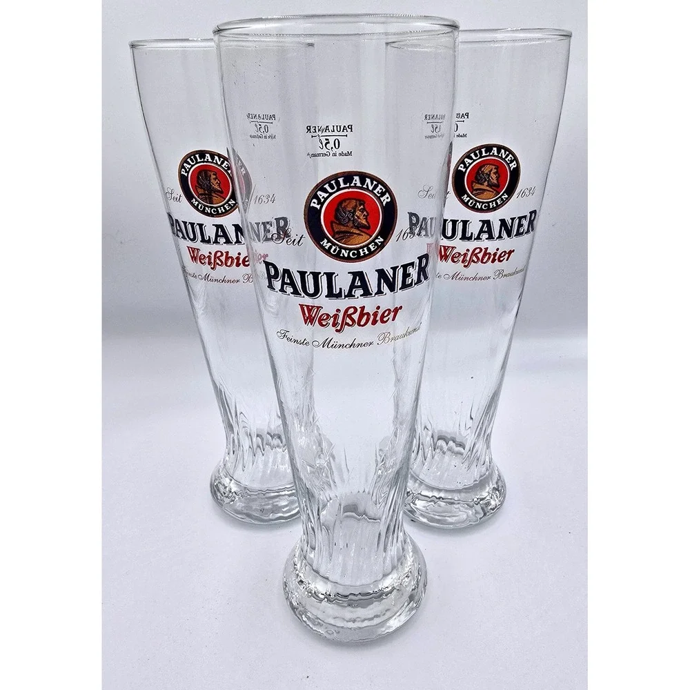 Authentic Paulaner Munchen Weissbier Beer Glasses 0.5L Made in Germany Set of 6